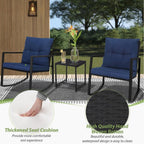 SUNCROWN 3-Piece Black Metal Outdoor Patio Rocking Bistro Set