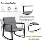 SUNCROWN 3-Piece Black Metal Outdoor Patio Rocking Bistro Set