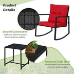 SUNCROWN 3-Piece Black Metal Outdoor Patio Rocking Bistro Set