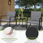 SUNCROWN 3-Piece Black Metal Outdoor Patio Rocking Bistro Set