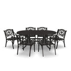 Sanibel Bronze Aluminum 7- Piece Outdoor Dining Set with 72 Oval Dining Table and Six Armchairs by Homestyles