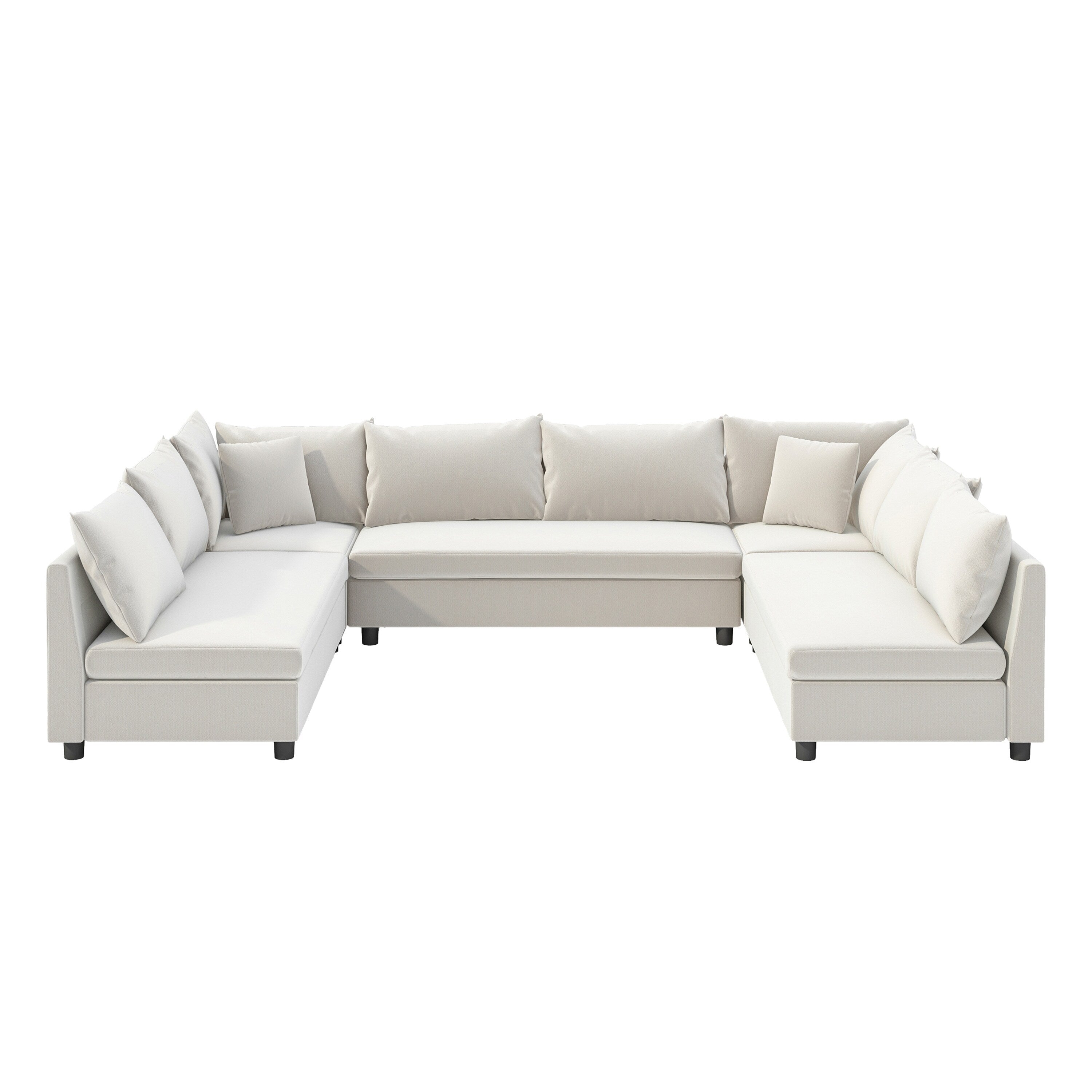 Sectional Sofa,Reversible U Shaped Chenille Couch Set,Free Combination,Oversized 8 Seat Convertible Sofa