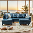 Semi PU Synthetic Leather 3-Piece Couch Living Room Sofa Set