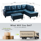 Semi PU Synthetic Leather 3-Piece Couch Living Room Sofa Set