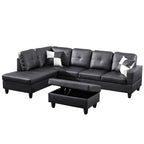 Semi PU Synthetic Leather 3-Piece Couch Living Room Sofa Set