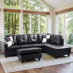 Semi PU Synthetic Leather 3-Piece Couch Living Room Sofa Set