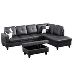 Semi PU Synthetic Leather 3-Piece Couch Living Room Sofa Set