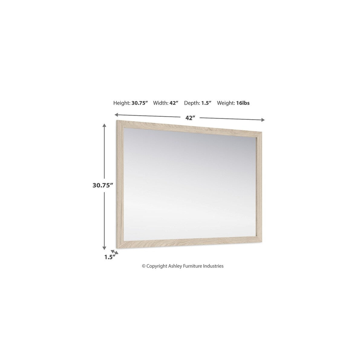 Signature Design by Ashley Cadmori Beige Bedroom Mirror - Brown - 38.86 W x 1.3 D x 27.68 H
