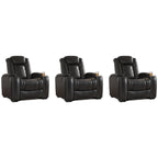 Signature Design by Ashley Party Time Black 3-Piece Home Theater Seating