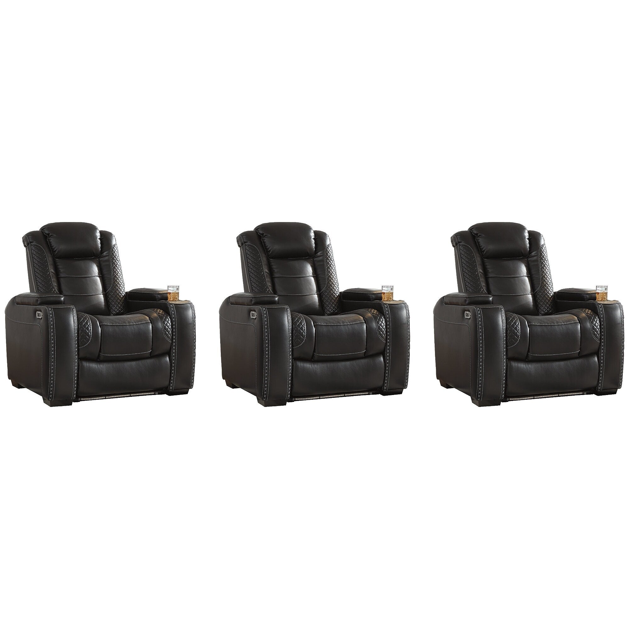 Signature Design by Ashley Party Time Black 3-Piece Home Theater Seating