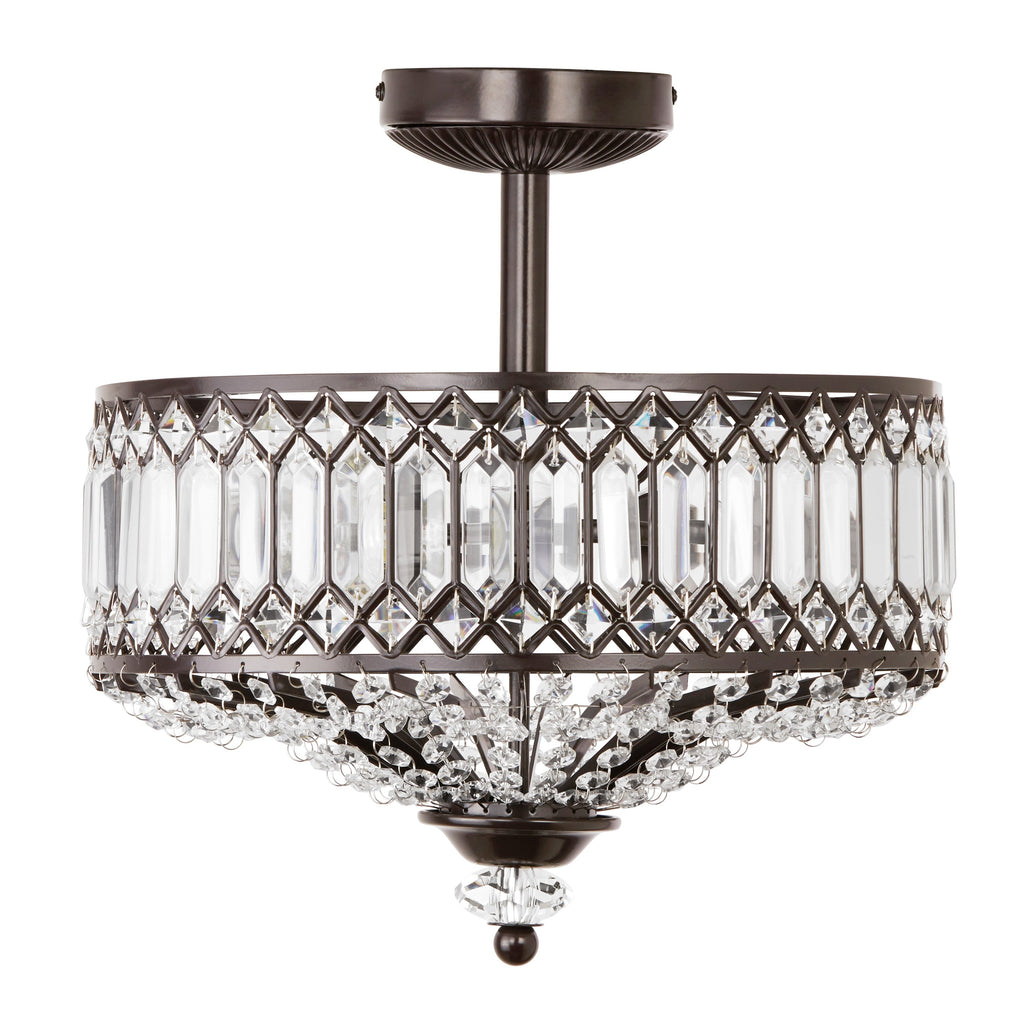 Silver Orchid Furey Bronze/Gold Tiered Glass Semi-flush Lighting Fixture - 14.75L x 14.75W x 15.25H