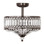 Silver Orchid Furey Bronze/Gold Tiered Glass Semi-flush Lighting Fixture - 14.75L x 14.75W x 15.25H