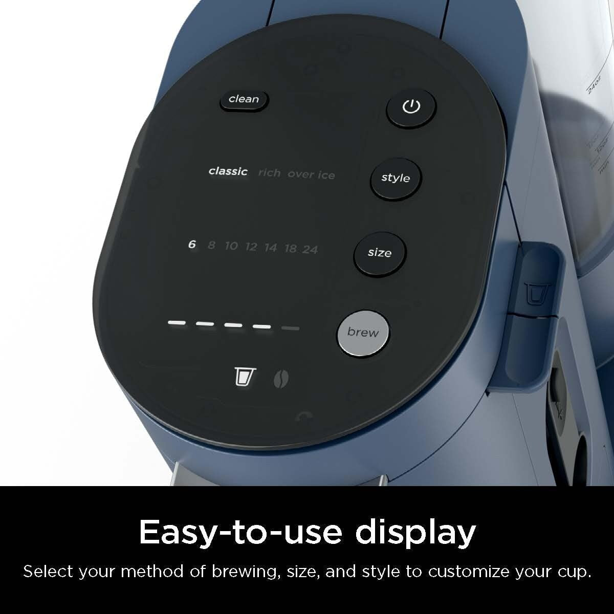 Single-Serve Coffee Maker, K-Cup Compatible, 56oz Reservoir, 6-24oz Brew Sizes, Iced Coffee Option