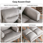 Soft Fabric Casual Living Room Armchair With Adjustable Backrest And Legs Stool
