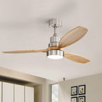 Sofucor 52 Indoor Wood Ceiling Fan Light with Remote, Integrated Light Optional