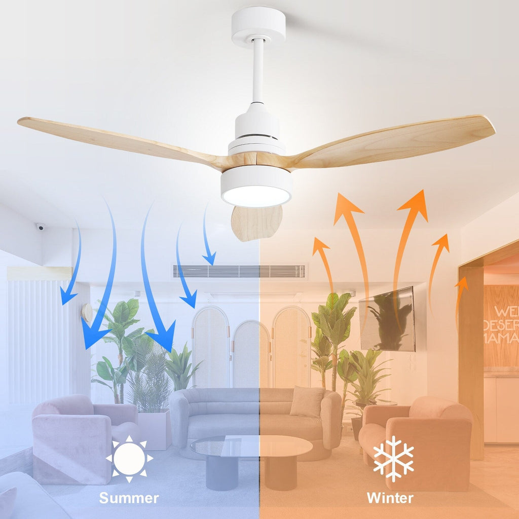 Sofucor 52 Indoor Wood Ceiling Fan Light with Remote, Integrated Light Optional