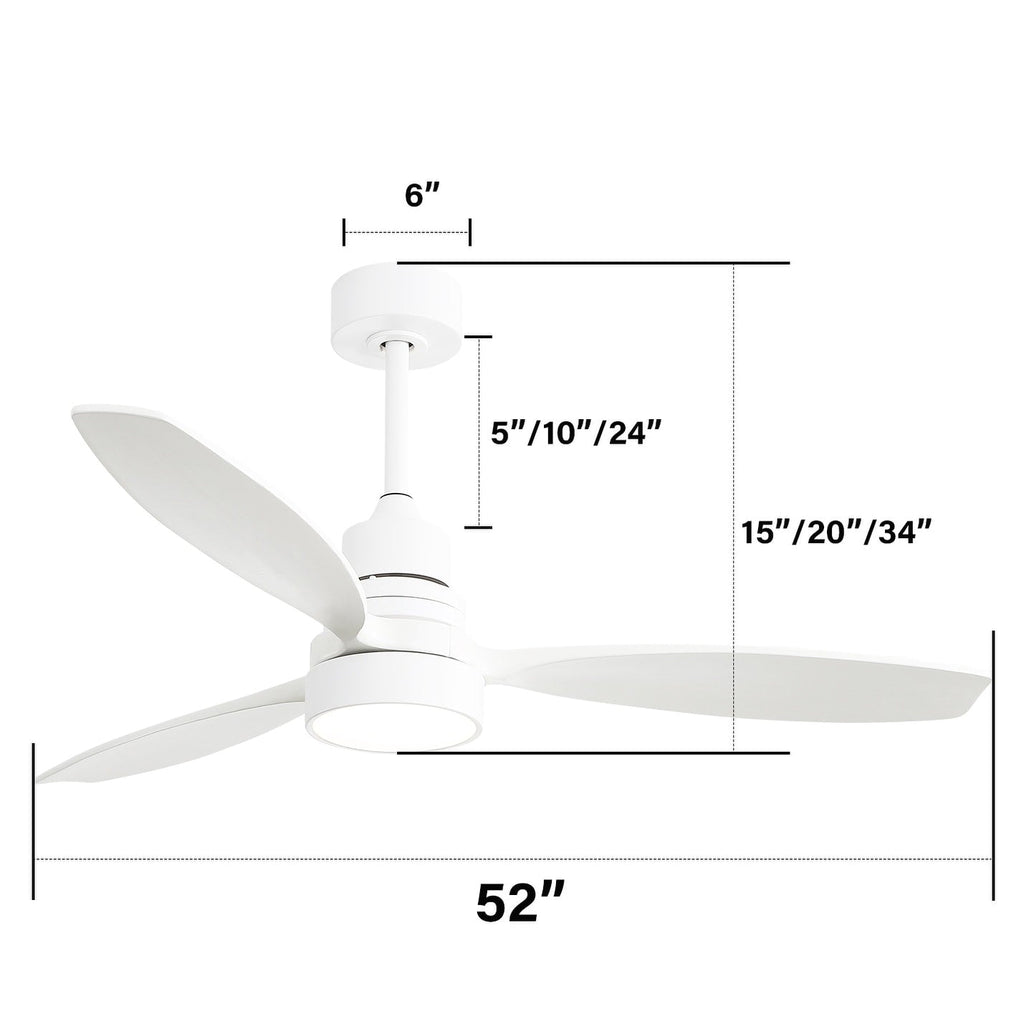 Sofucor 52 Indoor Wood Ceiling Fan Light with Remote, Integrated Light Optional