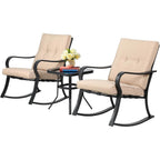 Solaura 3-piece Outdoor Patio Rocking Chairs Conversation Bistro Set