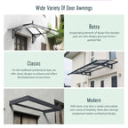 Sophia 3 ft. Grey Clear Door and Window Awning