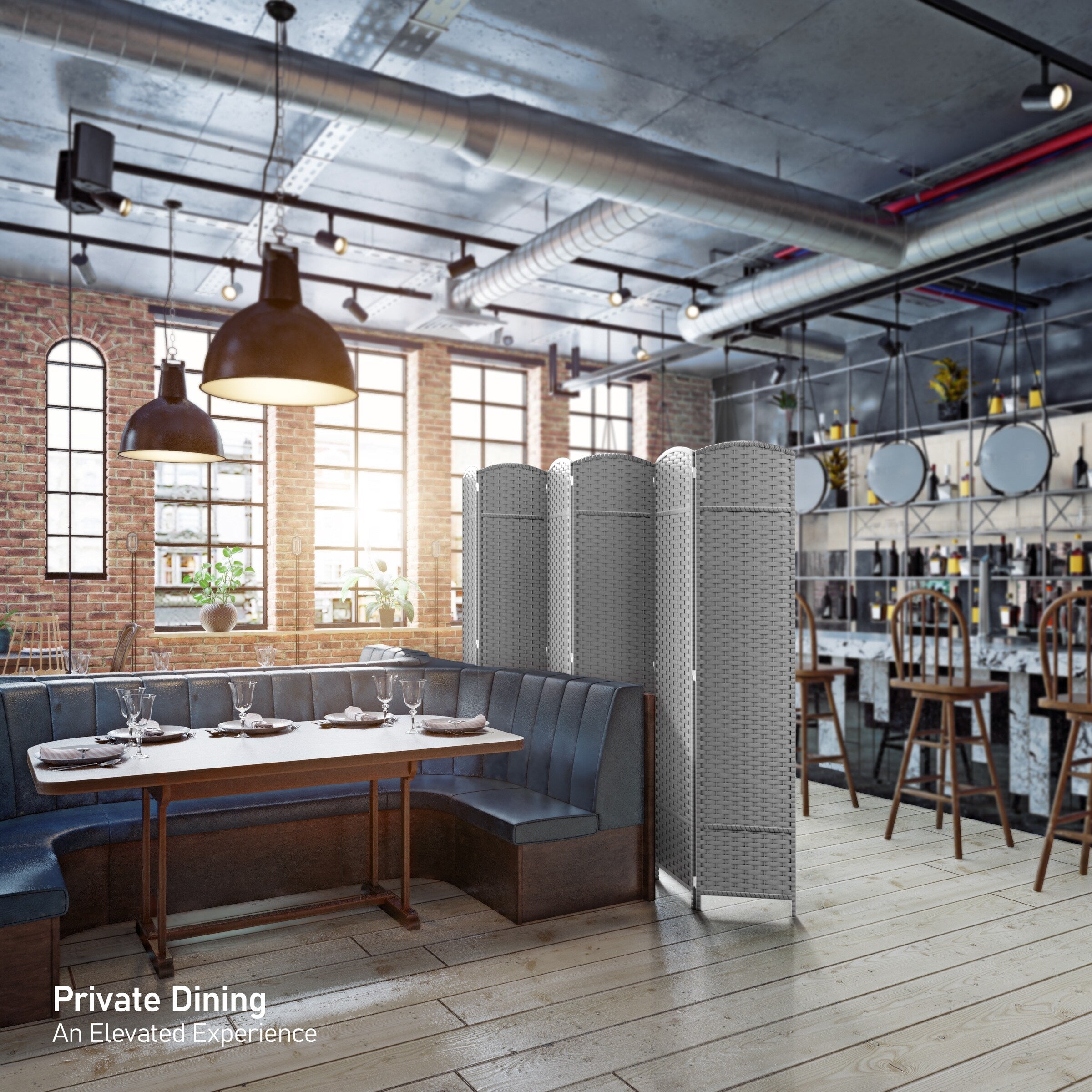 Sorbus 6 Panel Room Divider Tall Privacy Partition Screen Extra Wide Double Hinged Mesh Hand-Woven Folding Wall Divider - 6ft