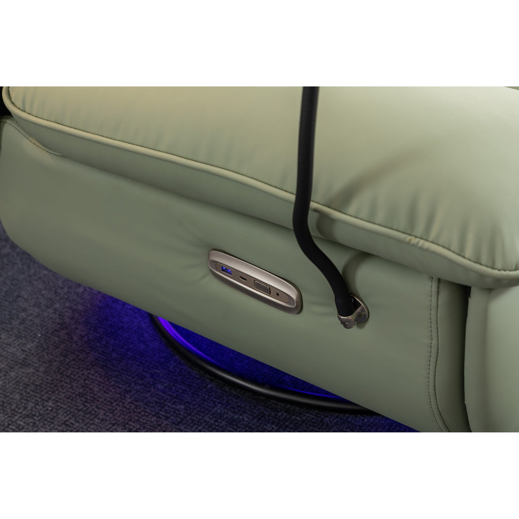 Swivel Glider Power Recliner with Bluetooth Speakers, Phone Holder, USB and Type-C Charging Ports, Hidden Arm Storage