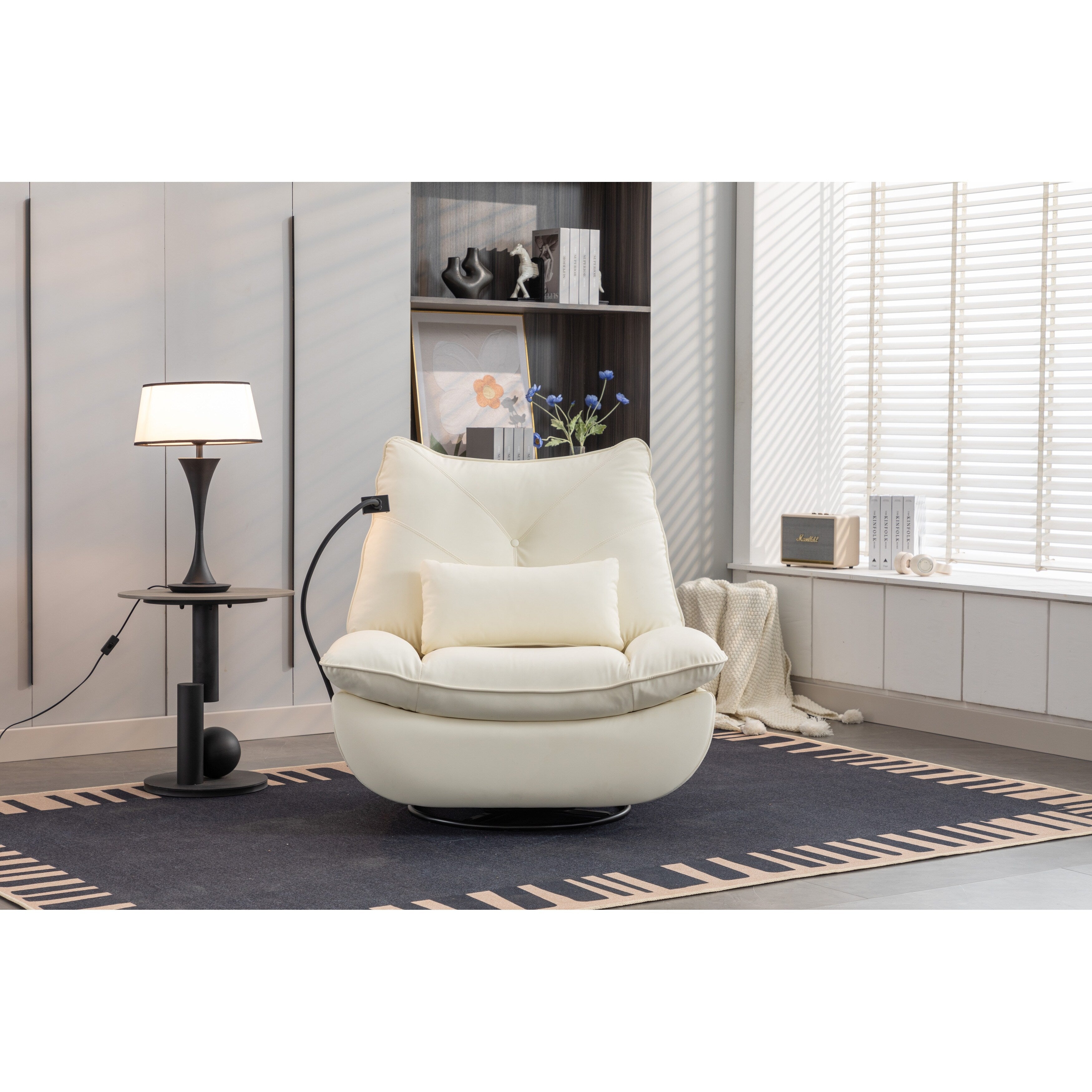 Swivel Glider Power Recliner with Bluetooth Speakers, Phone Holder, USB and Type-C Charging Ports, Hidden Arm Storage
