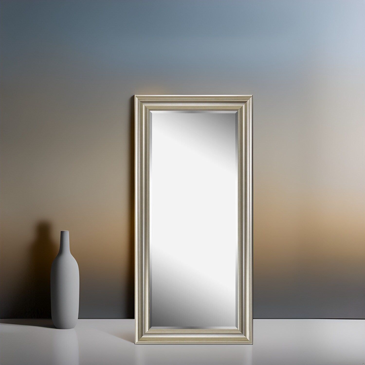 Tall Mirror Full Body Oversized Mirror Smooth Faux Wood Frame Rectangle Wall Mounted Hanging Mirror