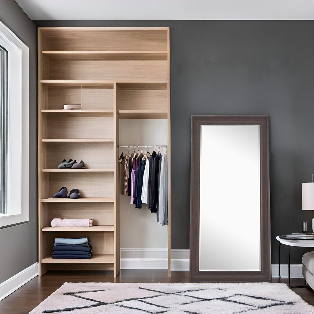 Tall Mirror Full Body Oversized Mirror Smooth Faux Wood Frame Rectangle Wall Mounted Hanging Mirror