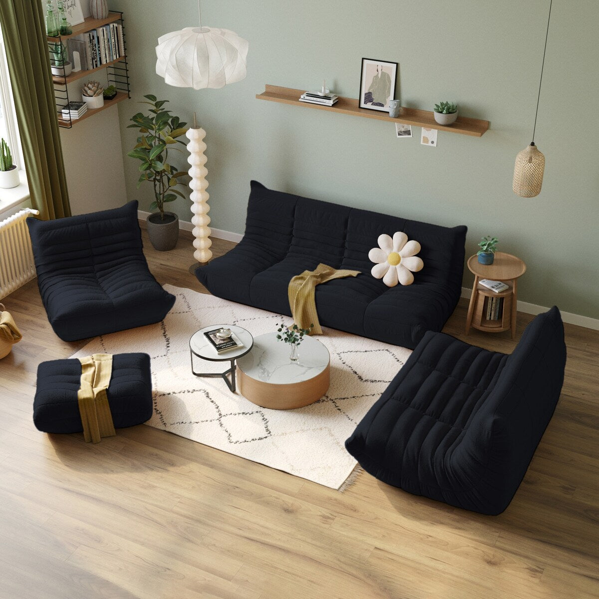 Teddy Velvet Sofa Bean Bag Couch Sets