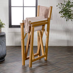 Theo Classic Mid-Century Outdoor Acacia Wood Foldable Diamond-Quilted Back Director Chair with Cushion, (Set of 2) by JONATHAN Y