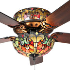 Tiffany Style Stained Glass Halston Ceiling Fan - Spice - 52L x 52W x 19H - 52L x 52W x 19H