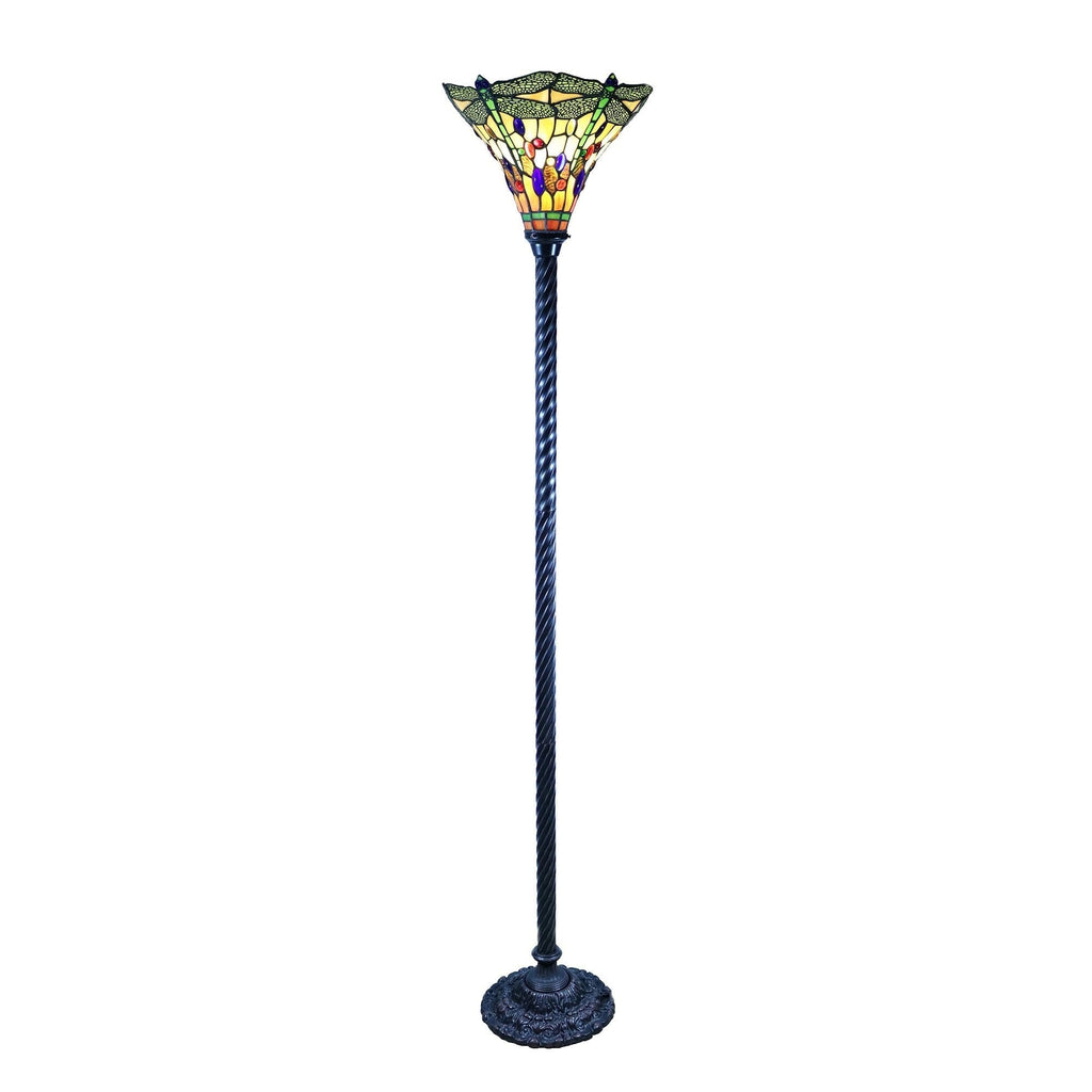 Tiffany-style Dragonfly Torchiere Lamp