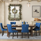 Upholstered Tufted Velvet Dining Chair with Solid Wood Legs Set of 6