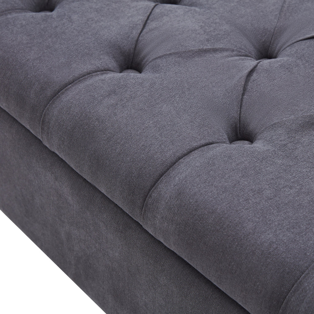 Upholstered Storage Bench Arm Bench Entryway Bench with Tufted Flip Top 50.4 Inches