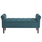 Upholstered Storage Bench Arm Bench Entryway Bench with Tufted Flip Top 50.4 Inches