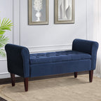 Upholstered Storage Bench Arm Bench Entryway Bench with Tufted Flip Top 50.4 Inches