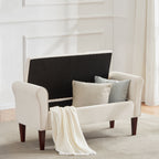 Upholstered Storage Bench Arm Bench Entryway Bench with Tufted Flip Top 50.4 Inches