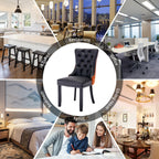 Upholstered Tufted Velvet Dining Chair with Solid Wood Legs Set of 6