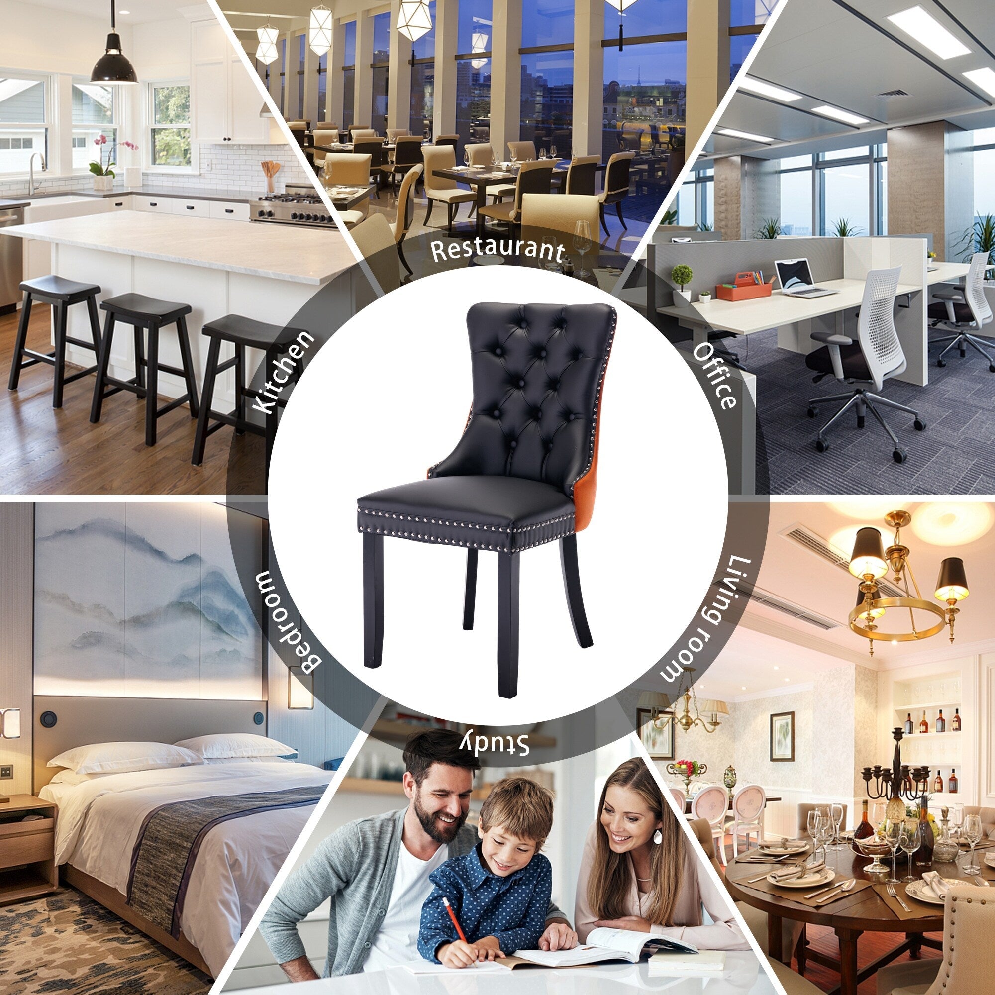 Upholstered Tufted Velvet Dining Chair with Solid Wood Legs Set of 6