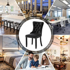 Upholstered Tufted Velvet Dining Chair with Solid Wood Legs Set of 6