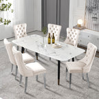 Upholstered Tufted Velvet Dining Chair with Solid Wood Legs Set of 6