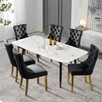 Upholstered Tufted Velvet Dining Chair with Solid Wood Legs Set of 6