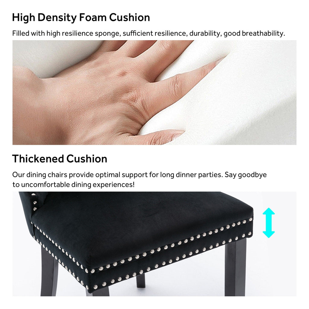 Upholstered Tufted Velvet Dining Chair with Solid Wood Legs Set of 6