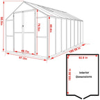 VEIKOUS Aluminum Walk-In Garden Greenhouse Kit with Adjustable Roof Vent and Lockable Door Grey