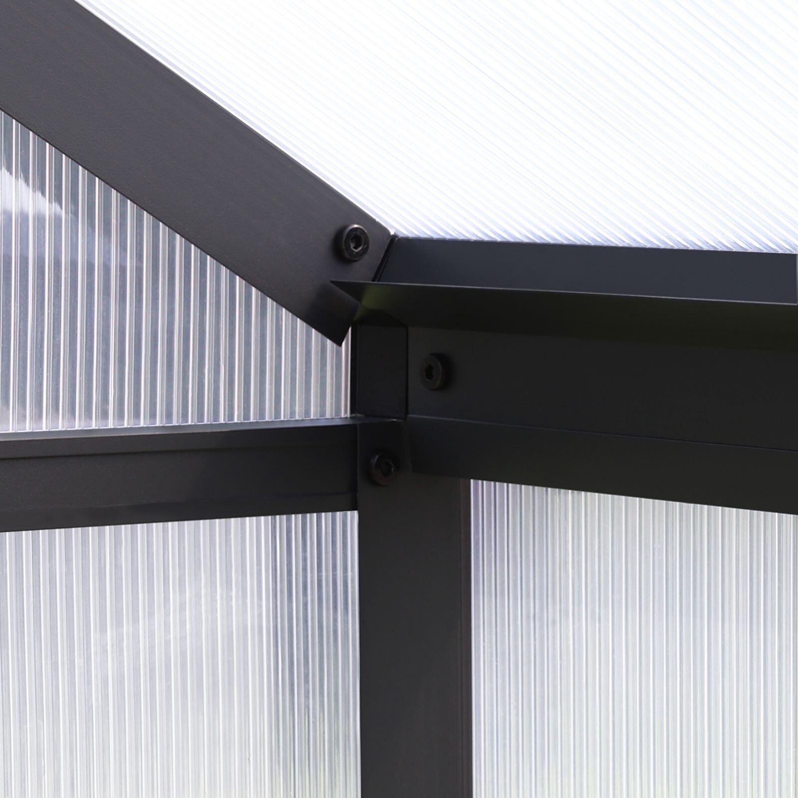 VEIKOUS Aluminum Walk-In Garden Greenhouse Kit with Adjustable Roof Vent and Lockable Door Grey