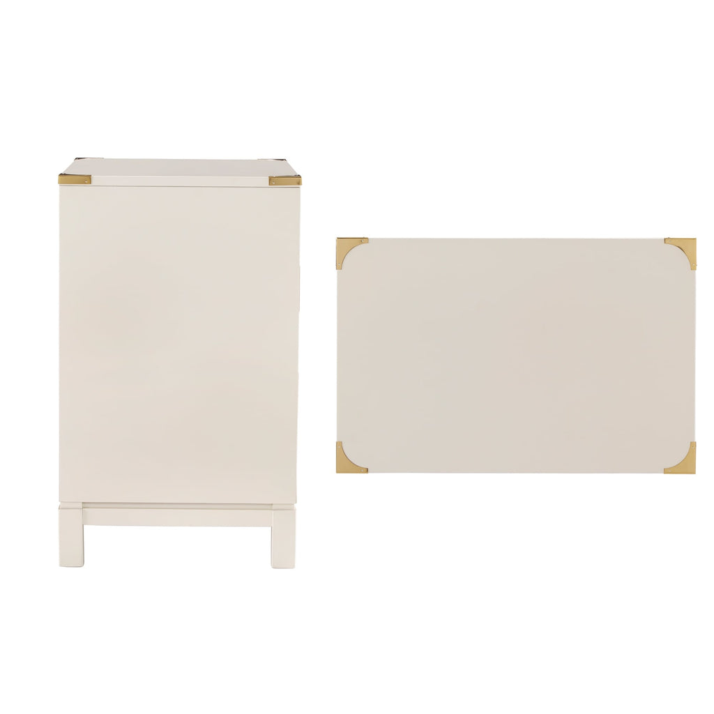 Valoria 3-Drawer Gold Accent Nightstand