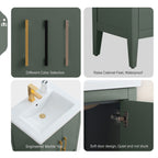 Vanity Art 20 or 24 or 30 Single Sink Bathroom Vanity Cabinet with Ceramic Top