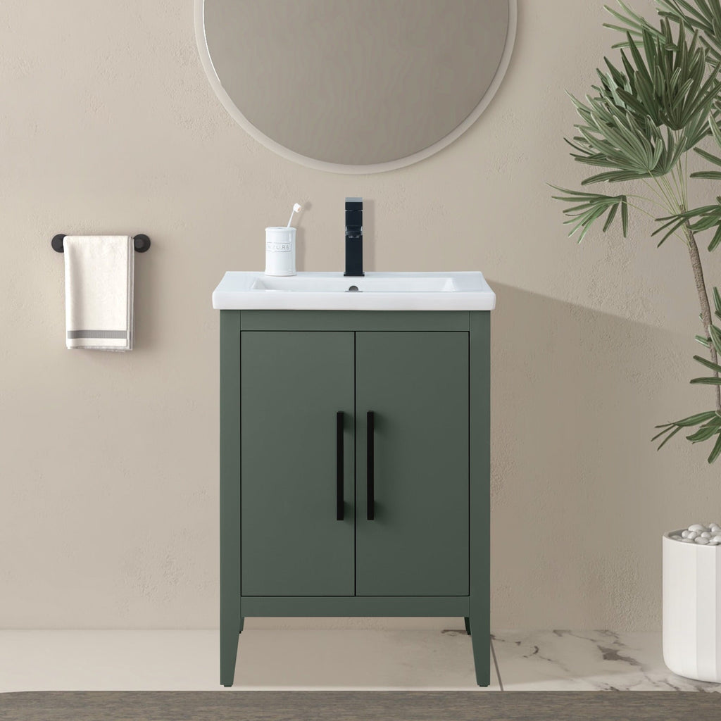 Vanity Art 20 or 24 or 30 Single Sink Bathroom Vanity Cabinet with Ceramic Top