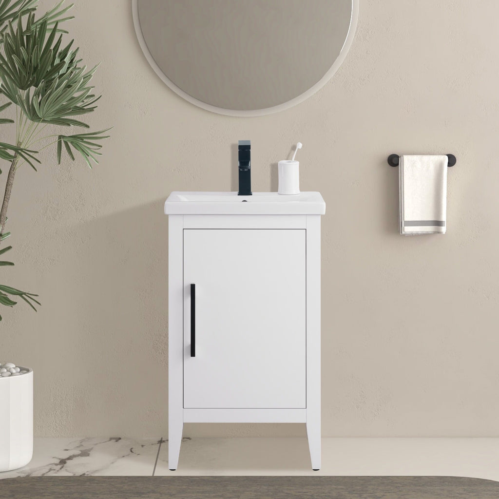 Vanity Art 20 or 24 or 30 Single Sink Bathroom Vanity Cabinet with Ceramic Top