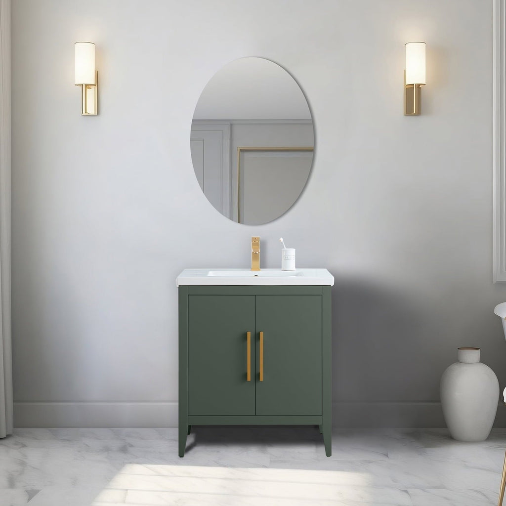 Vanity Art 20 or 24 or 30 Single Sink Bathroom Vanity Cabinet with Ceramic Top